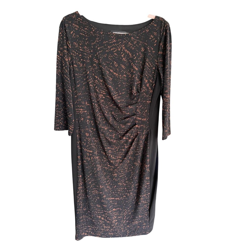 NWT‎ Jones New York Side Ruched Sheath Dress Work Career Black Brown Womens 12